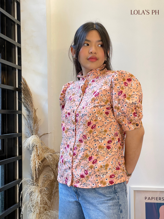 Guinevere Top (Pink Floral Eyelet)