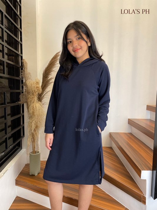 Hoodie Dress (Navy Blue)