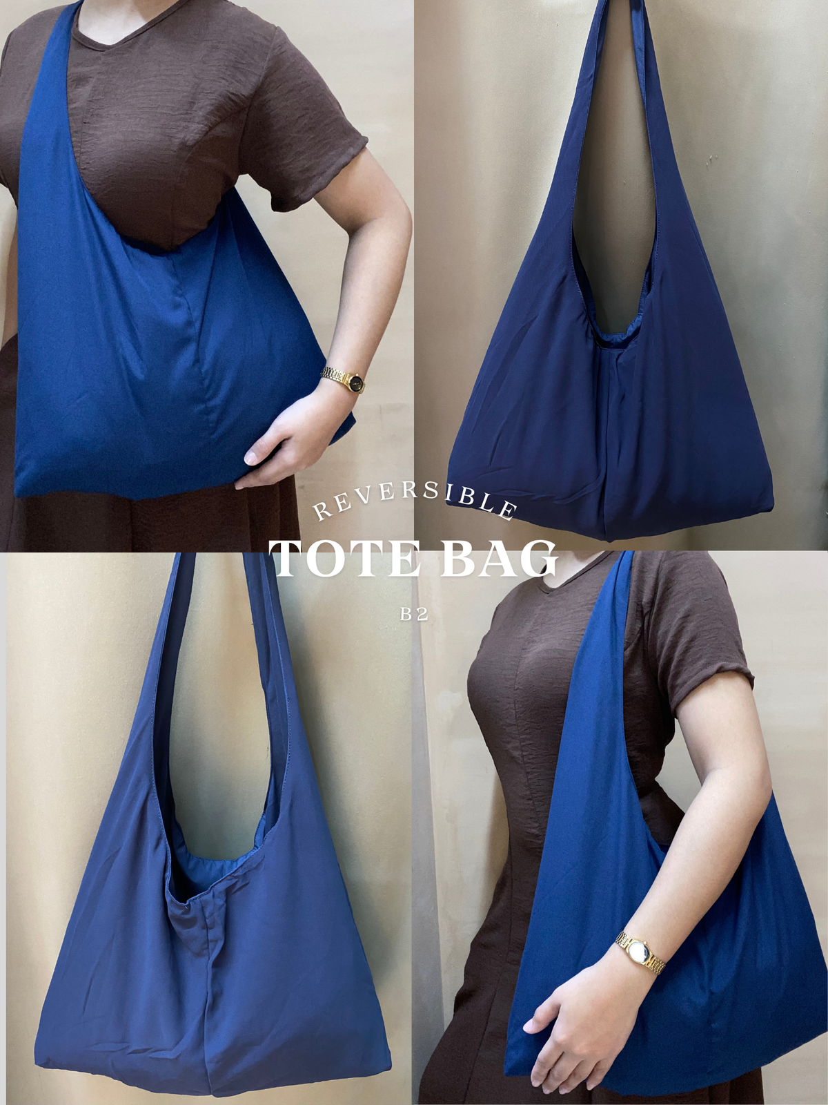 Reversible Tote Bag from Retaso Fabric (Plain | Big)