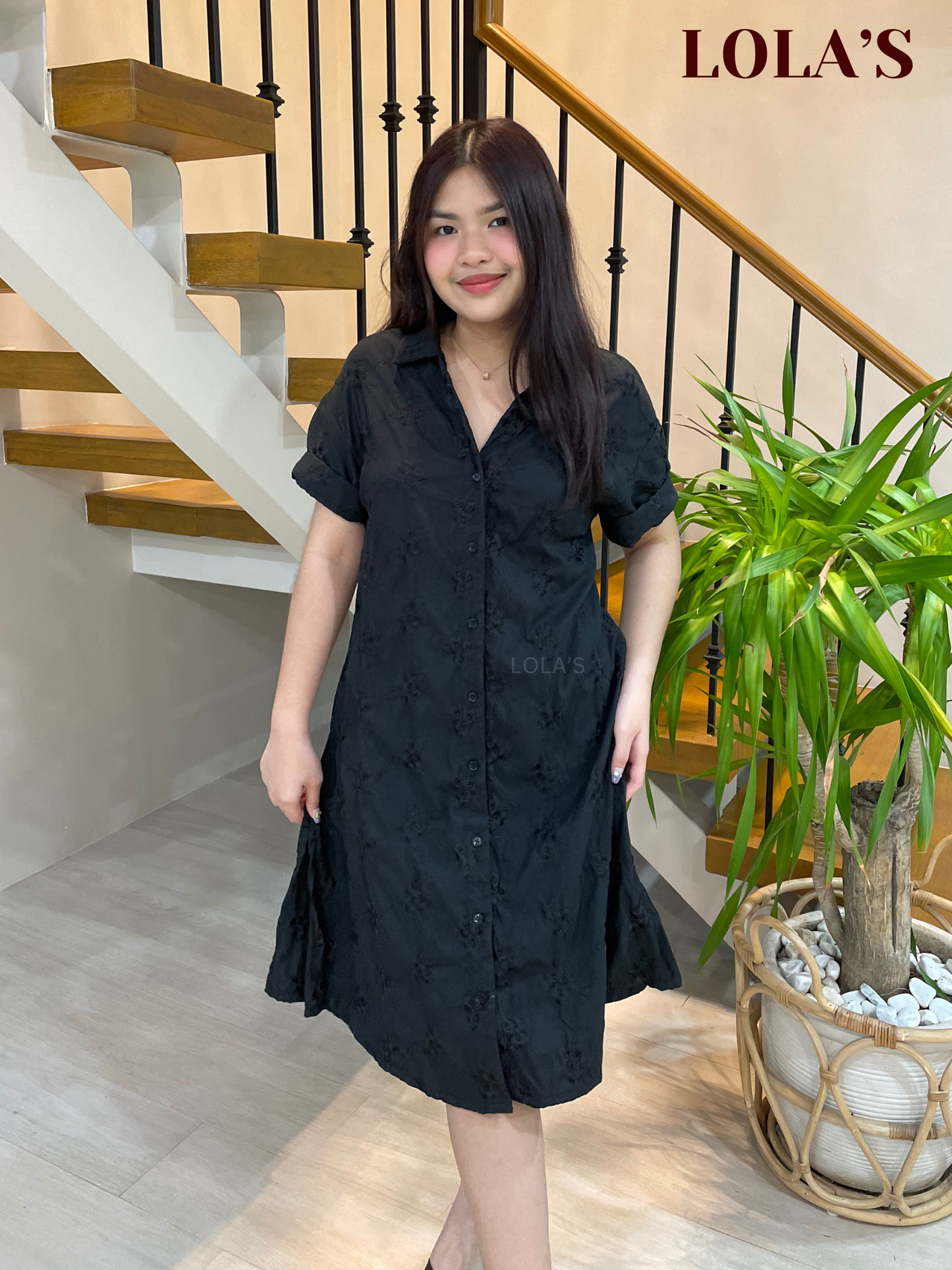 Kelsey Polo Dress (Black Embroidered)