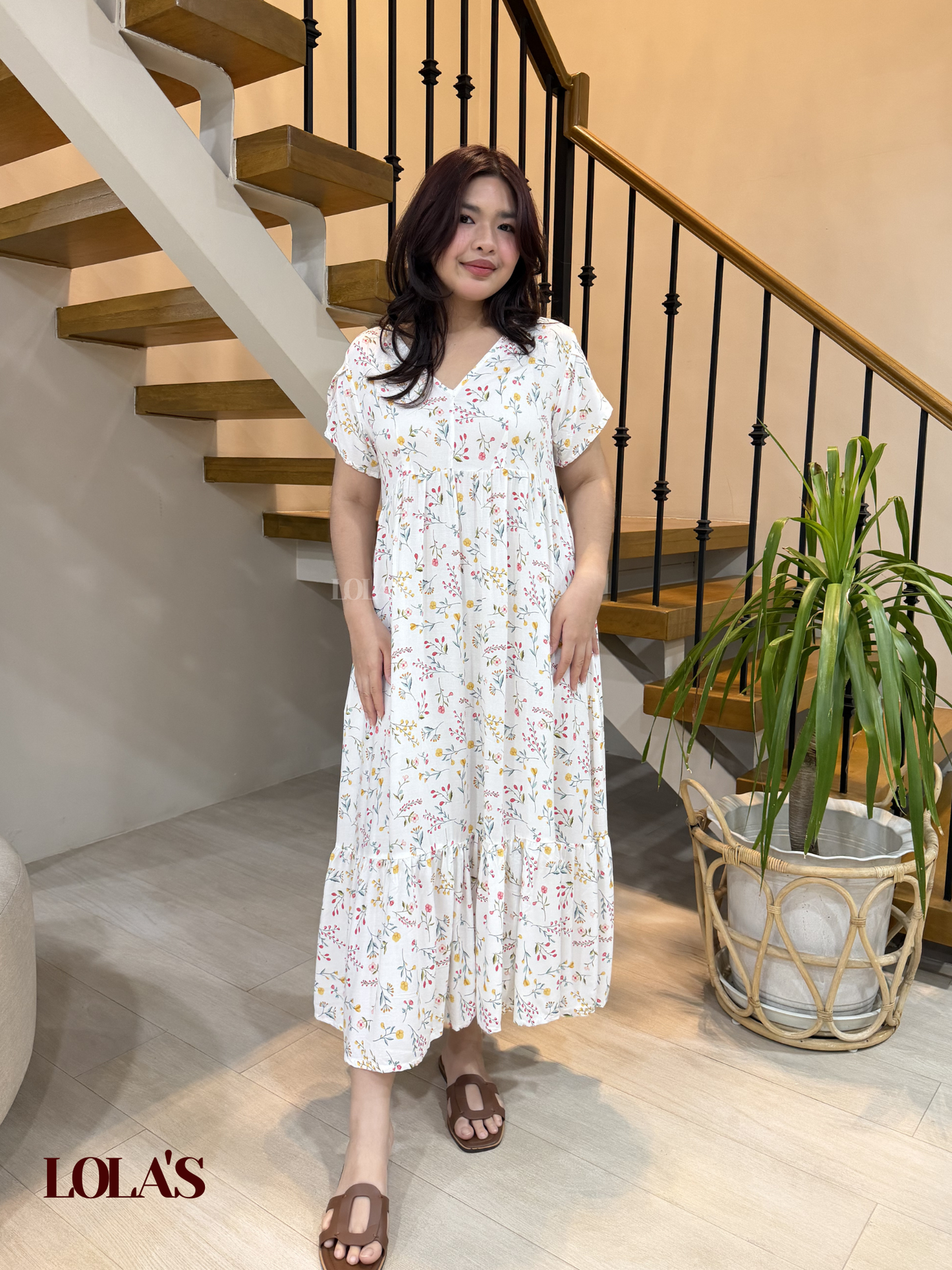 Jane Dress (White Blooms)