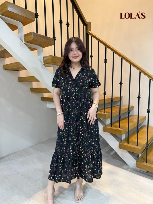 Regine Dress (Black Flora)