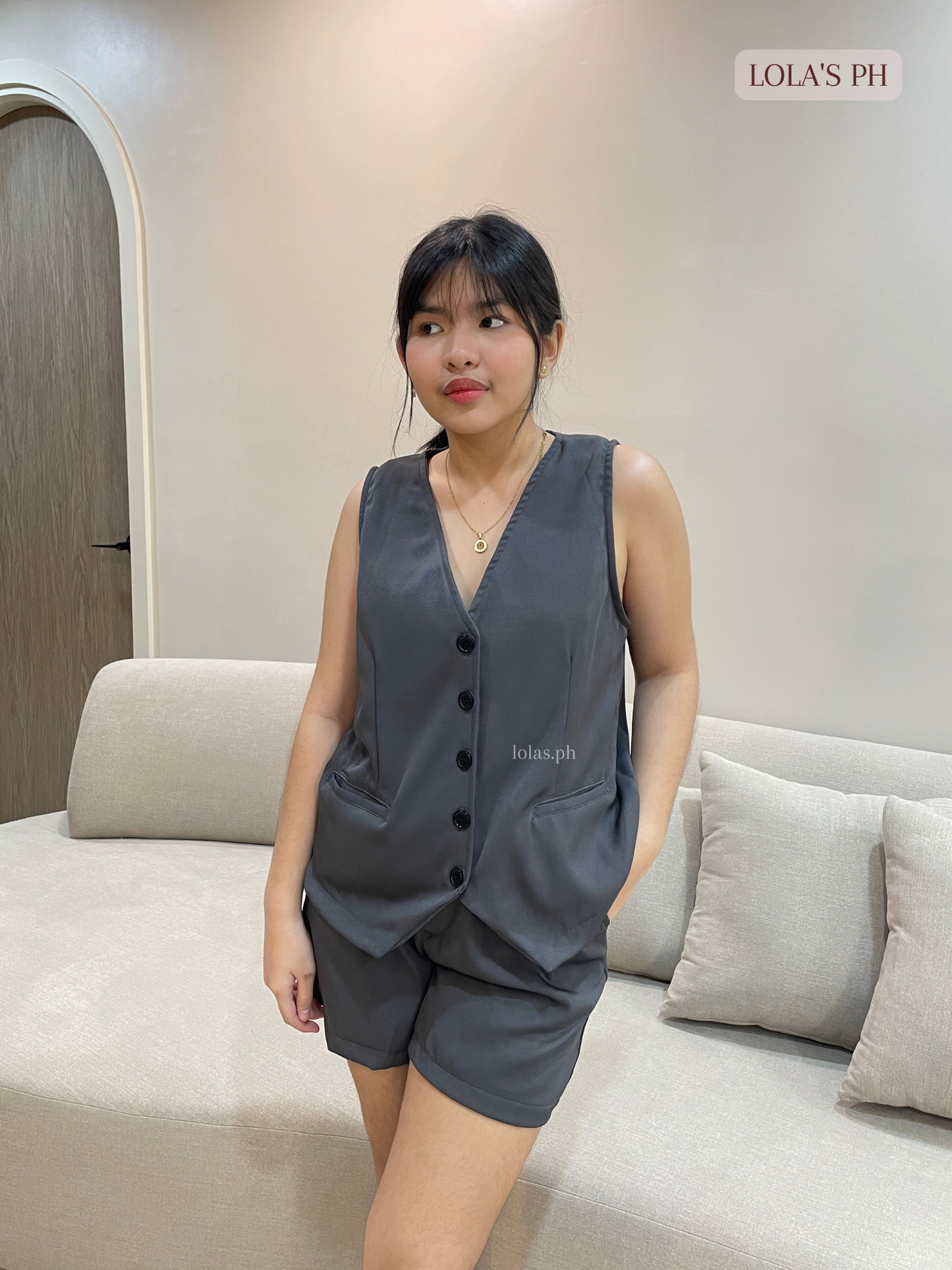 Ainna Vest Coords (Dark Gray)