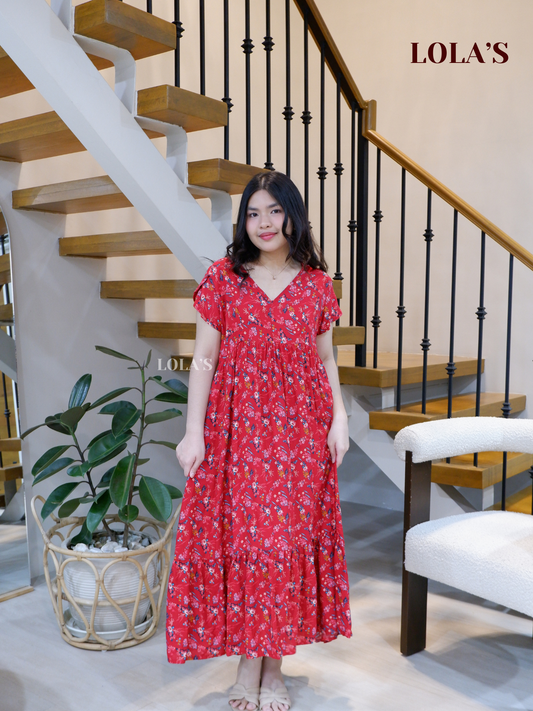 Jane Dress (Red Florals)