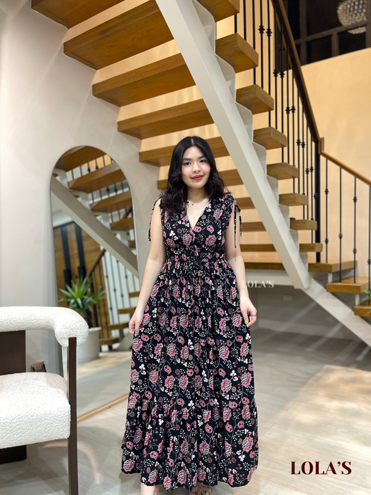 Adeline Dress (Black Florals & Paisleys)