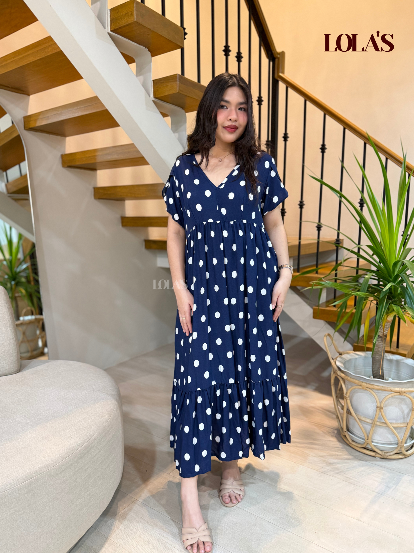Jane Dress (Blue Big Polka)
