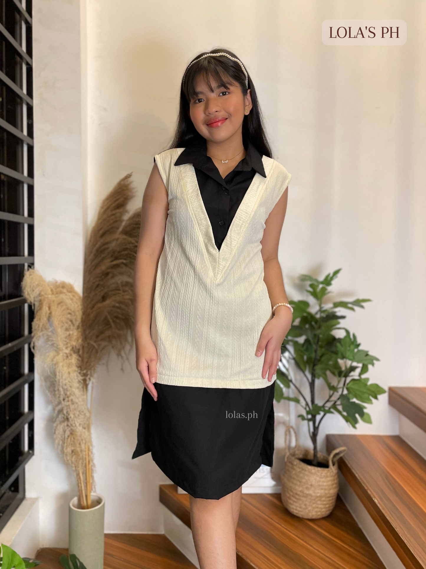 Rhina Vest Dress (Black-White) SALE