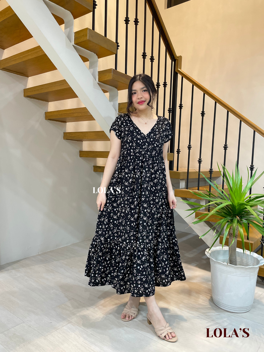 Jane Dress (Black Blooms)