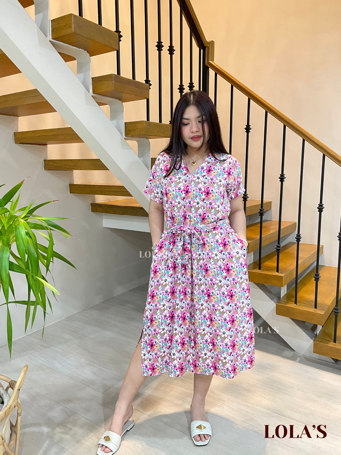 Tracy Dress (Pinkish Blooms)