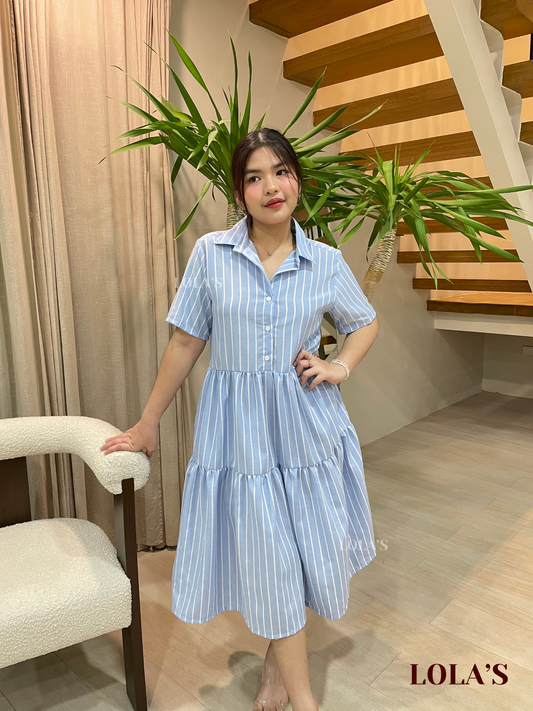 Emily Dress (Blue Stripes)