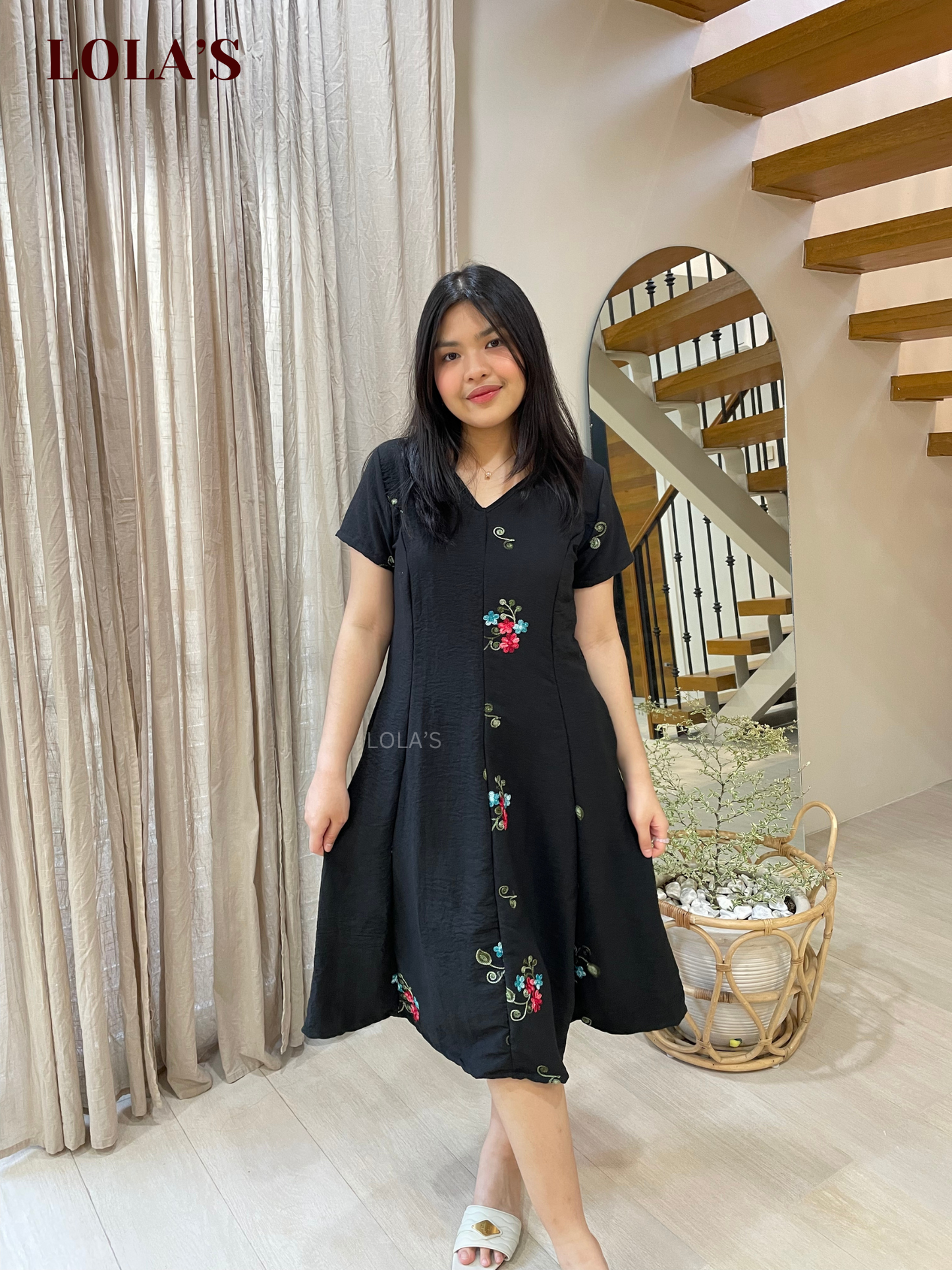 Reema Dress (Black Embroidery)