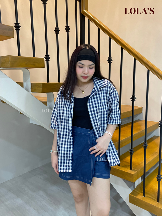 Nolo Boxy Crop Checkered (Blue)