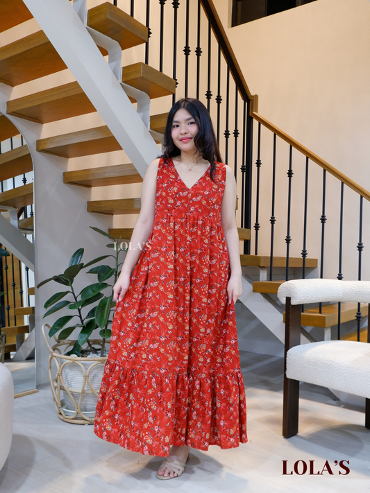 Gabrielle Dress (Red Florals)