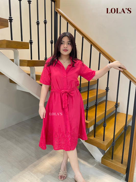 Alexa Polo Dress (Red Eyelet)