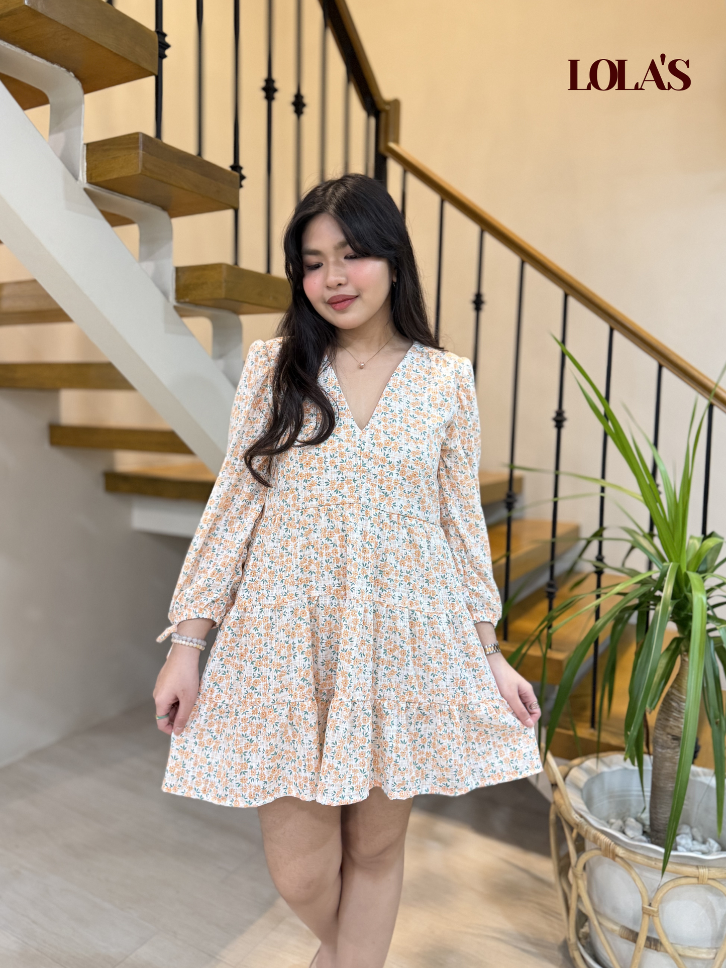 Monina Dress (Peach Blooms)