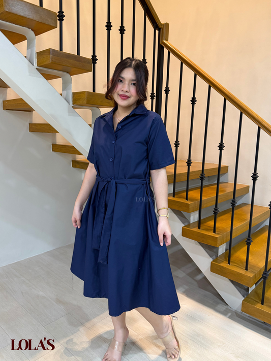 Alexa Polo Dress (Navy Blue Poplin)