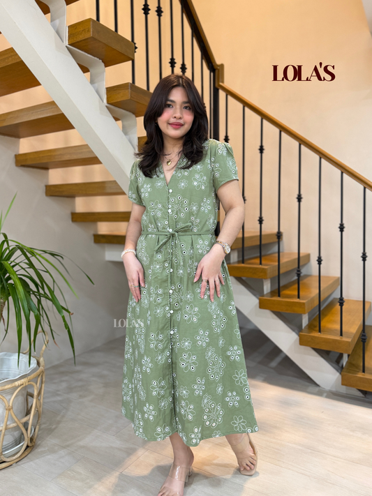 Kyle Dress (Green Embroidered)