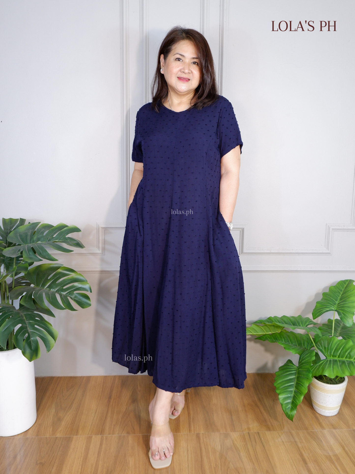 Kathleen Dress (Navy Blue Swissdot)