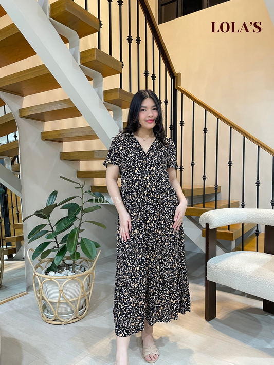 Regine Dress (Black Ditsy Blooms)