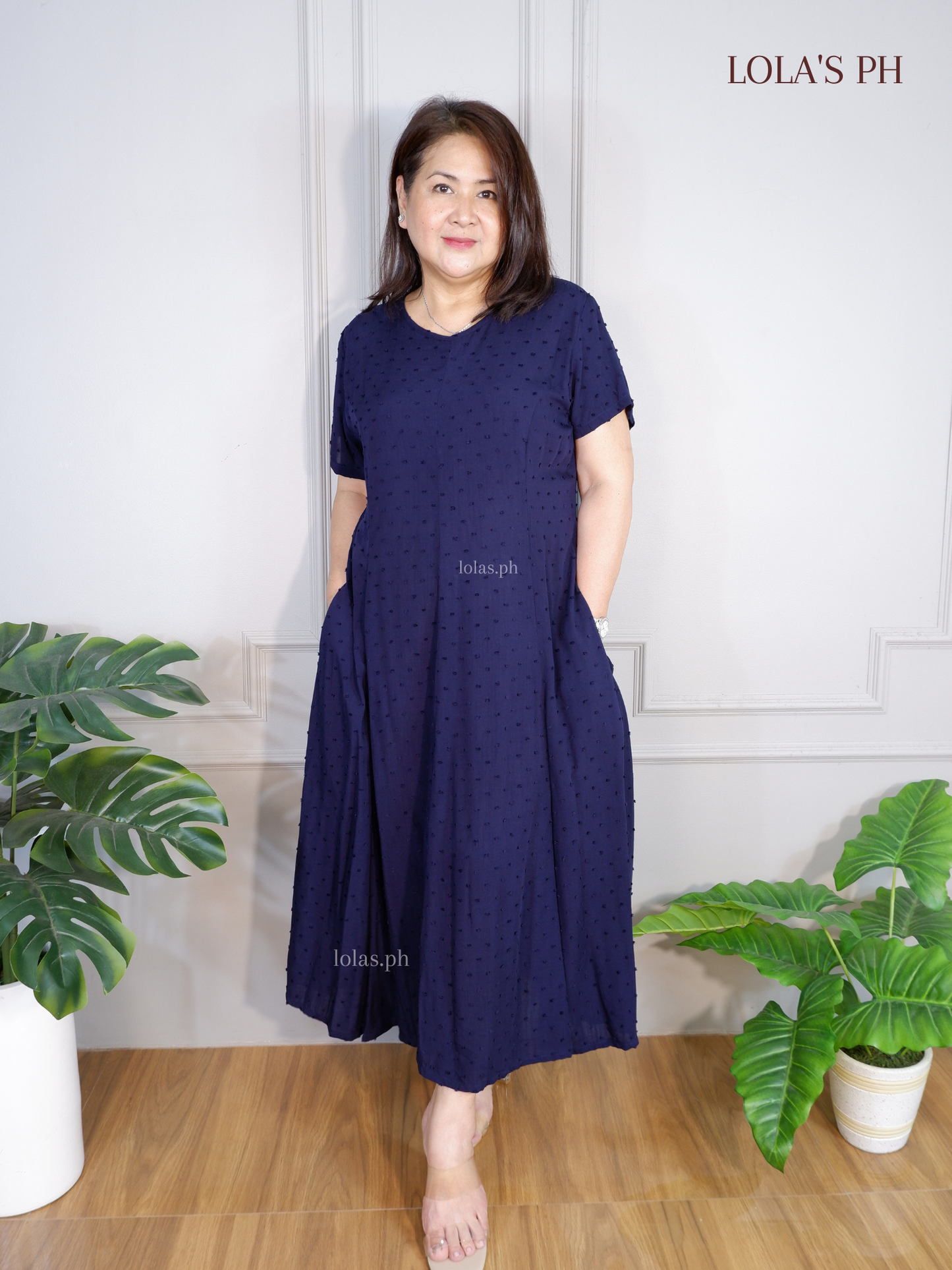 Kathleen Dress (Navy Blue Swissdot)