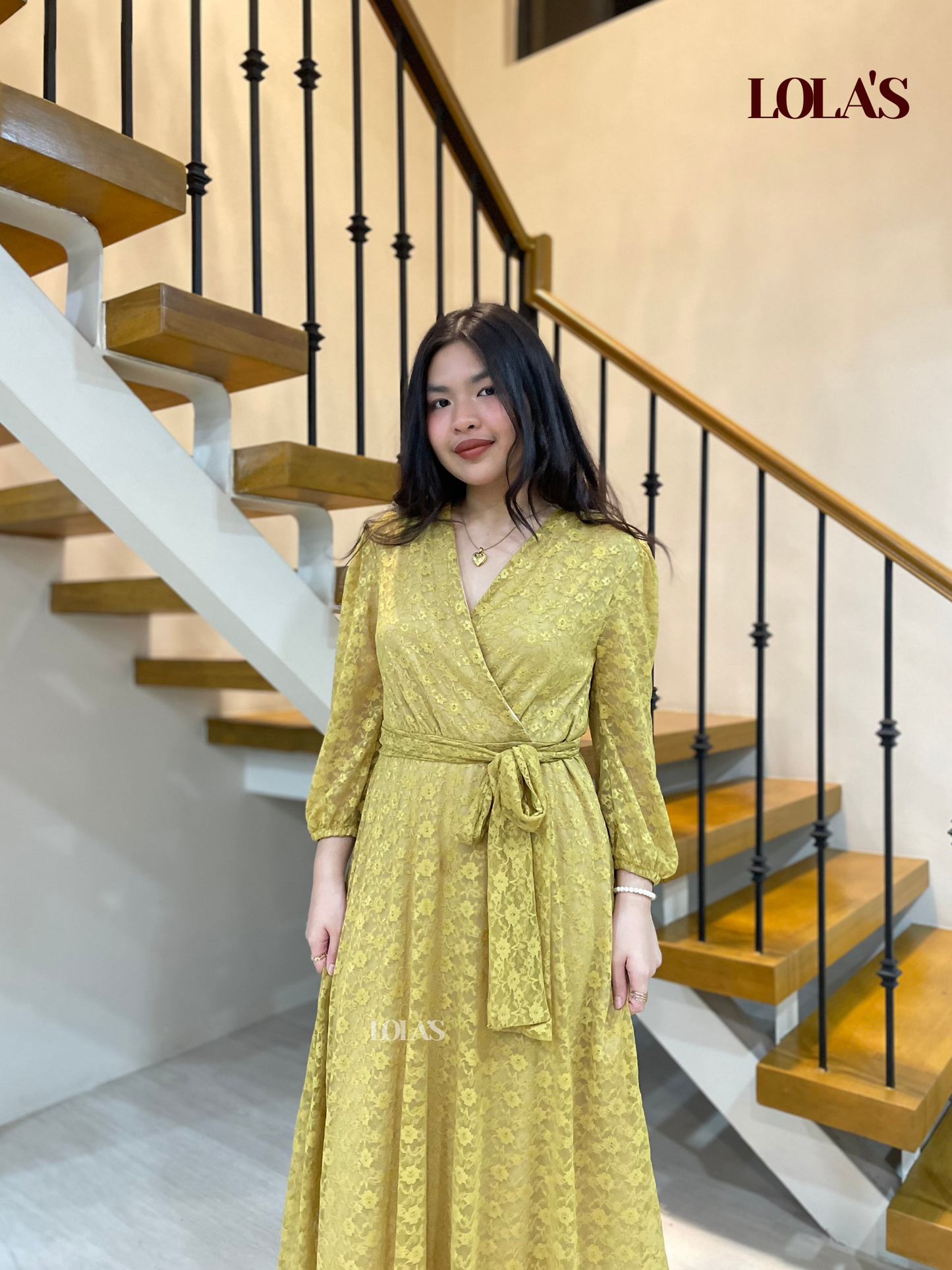 Paula Dress (Mustard Lace)