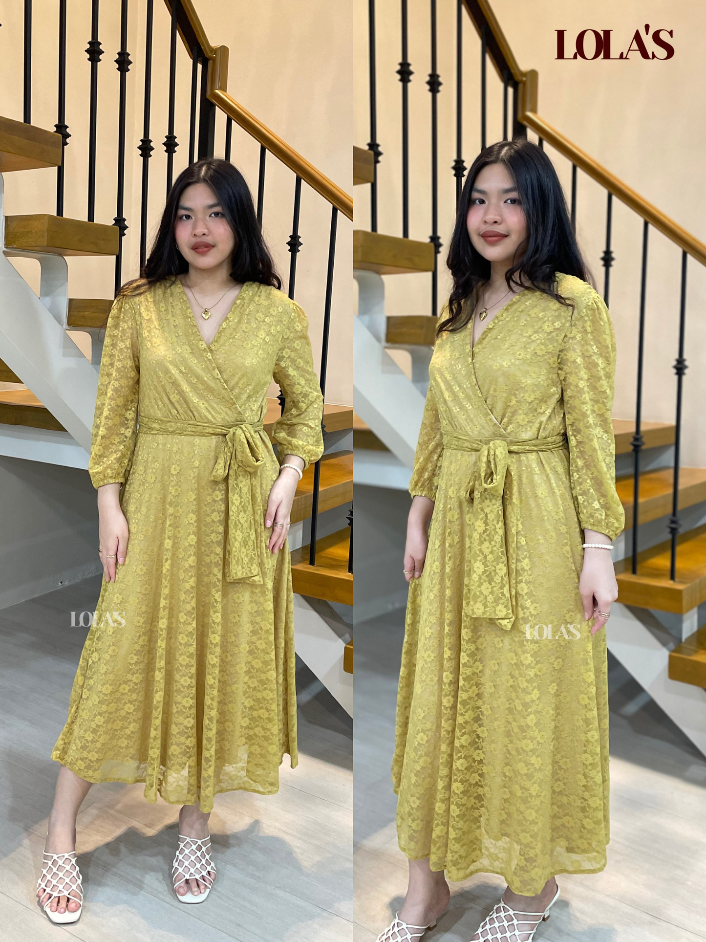 Paula Dress (Mustard Lace)