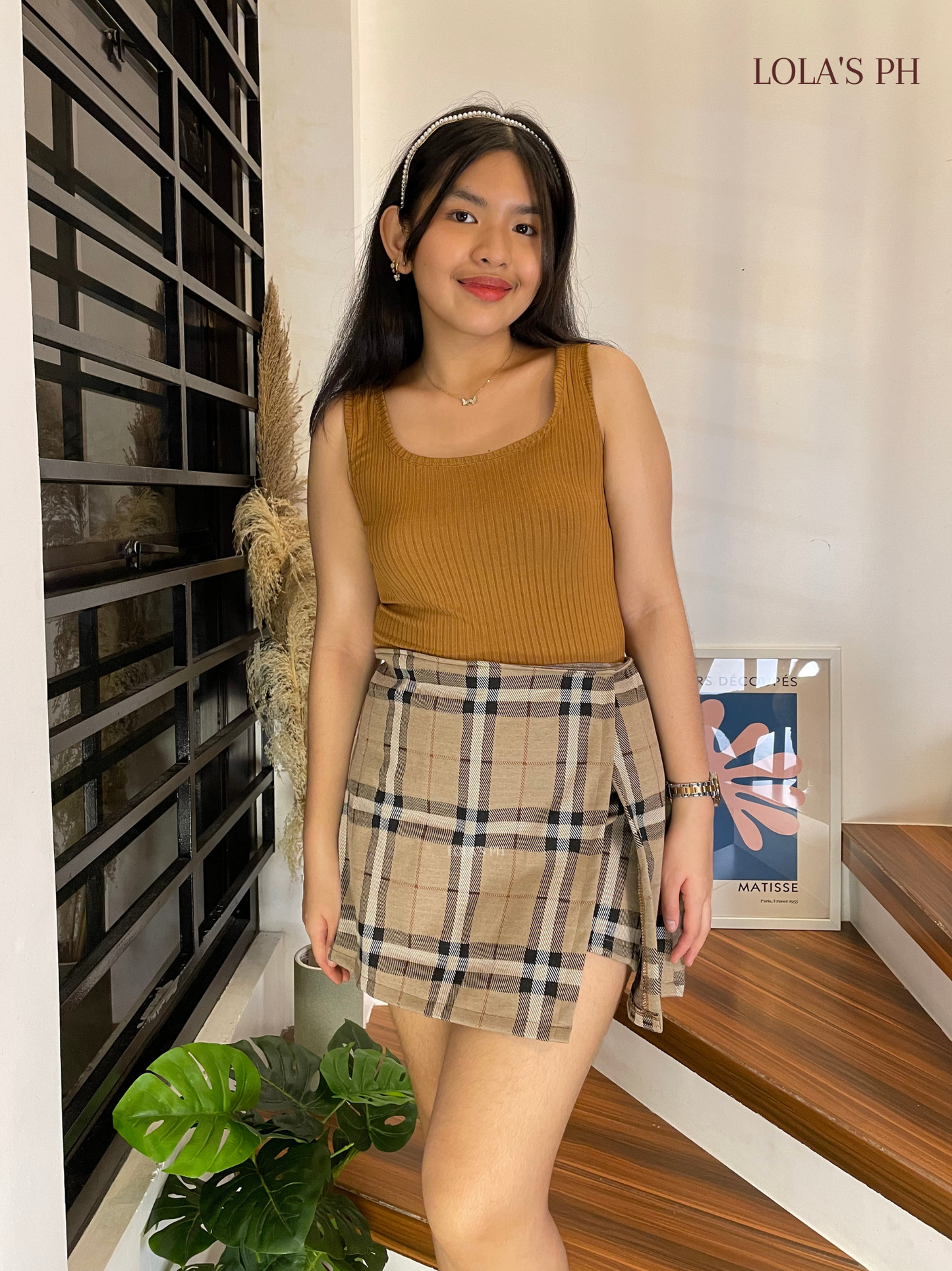 Myka Skort (Brown Plaid)