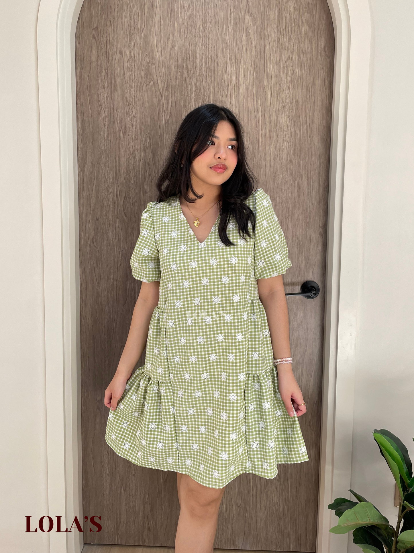 Jaegen Dress (Green Gingham)