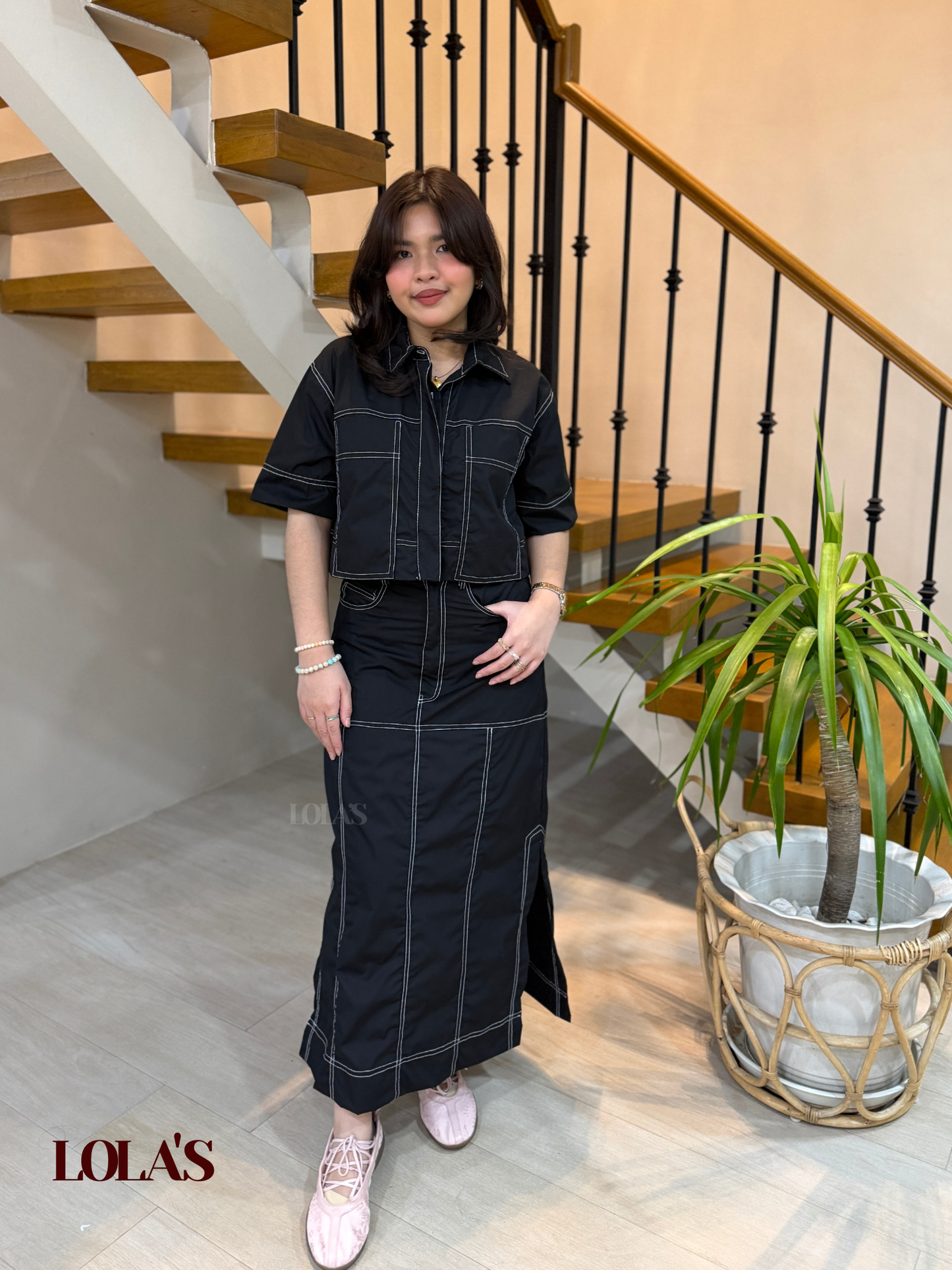 Sabina Top (Black Poplin)