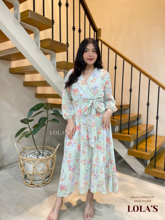 Paula Dress (Sage Flora)
