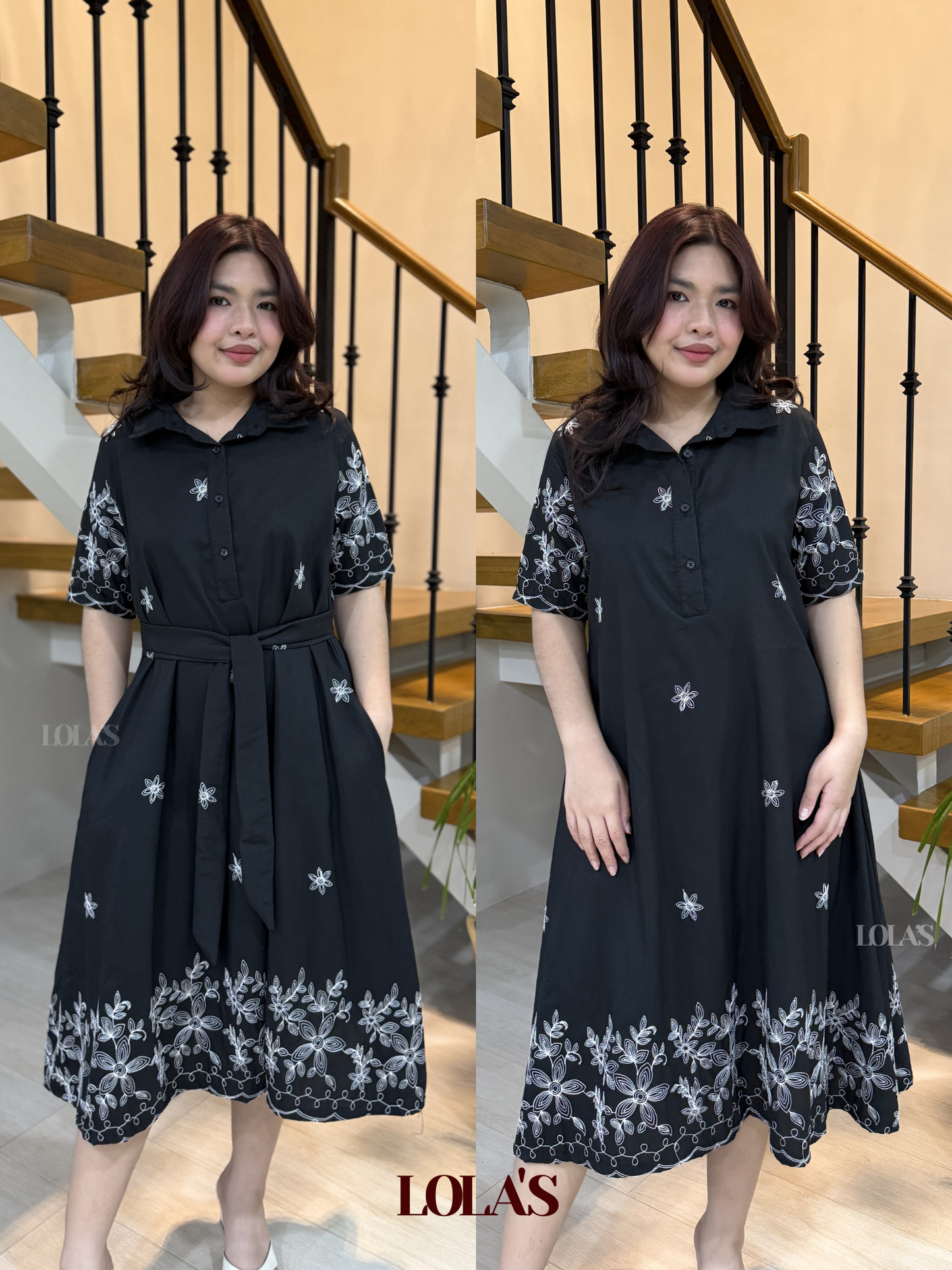 Bianca Dress (Black Embroidered)