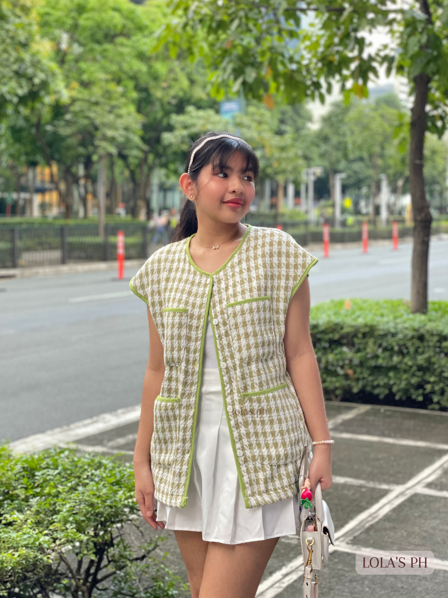 Althea Tweed Vest (Matcha)