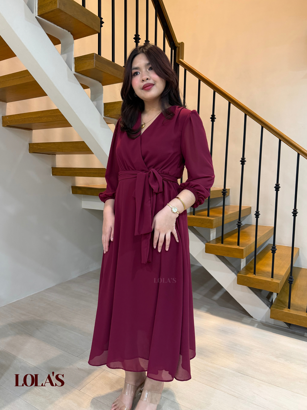 Paula Dress (Burgundy)