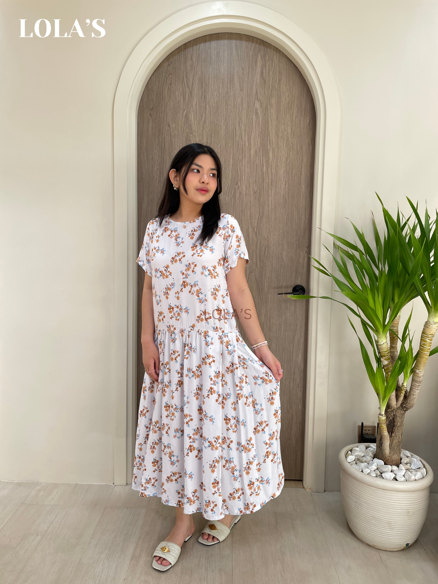 Mina Dress (White Floral)