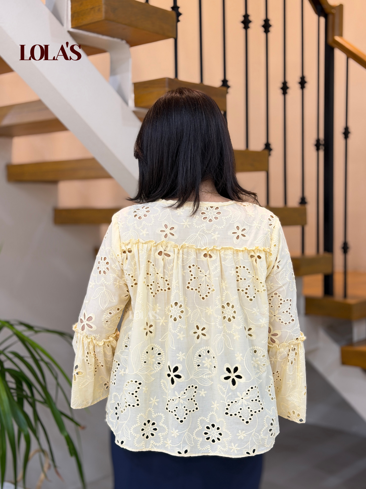 Rebecca Top (Butter Yellow Eyelet)