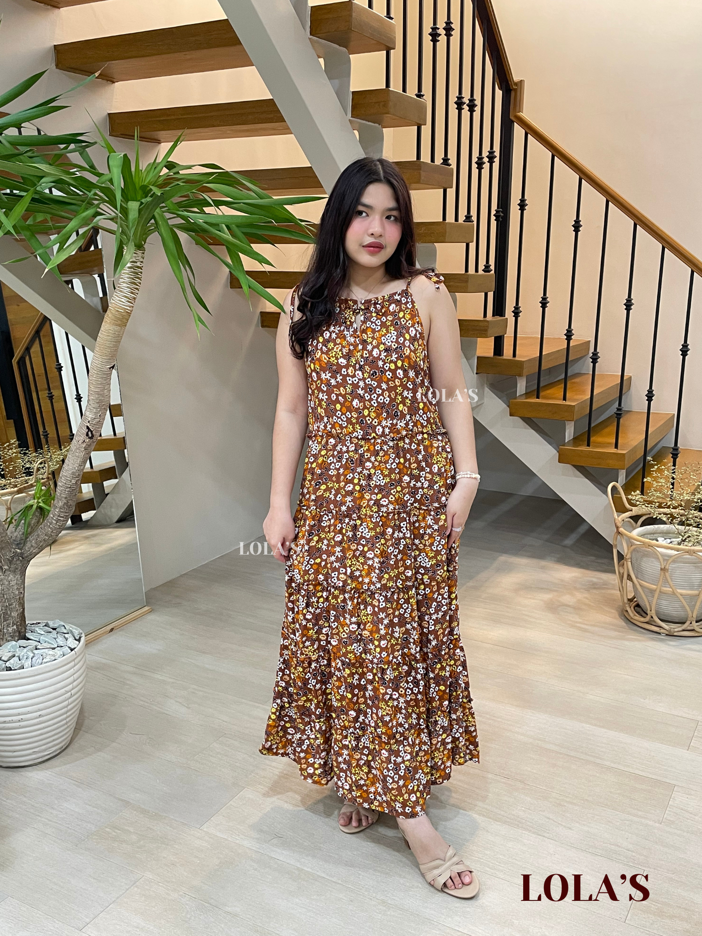 Gigi Dress (Floral Brown)