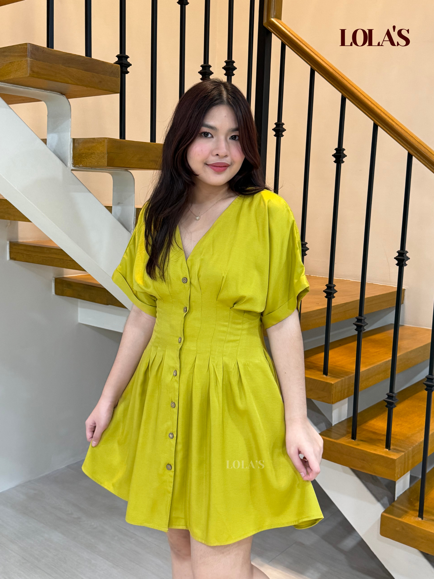 Felicia Dress (Olive Yellow)