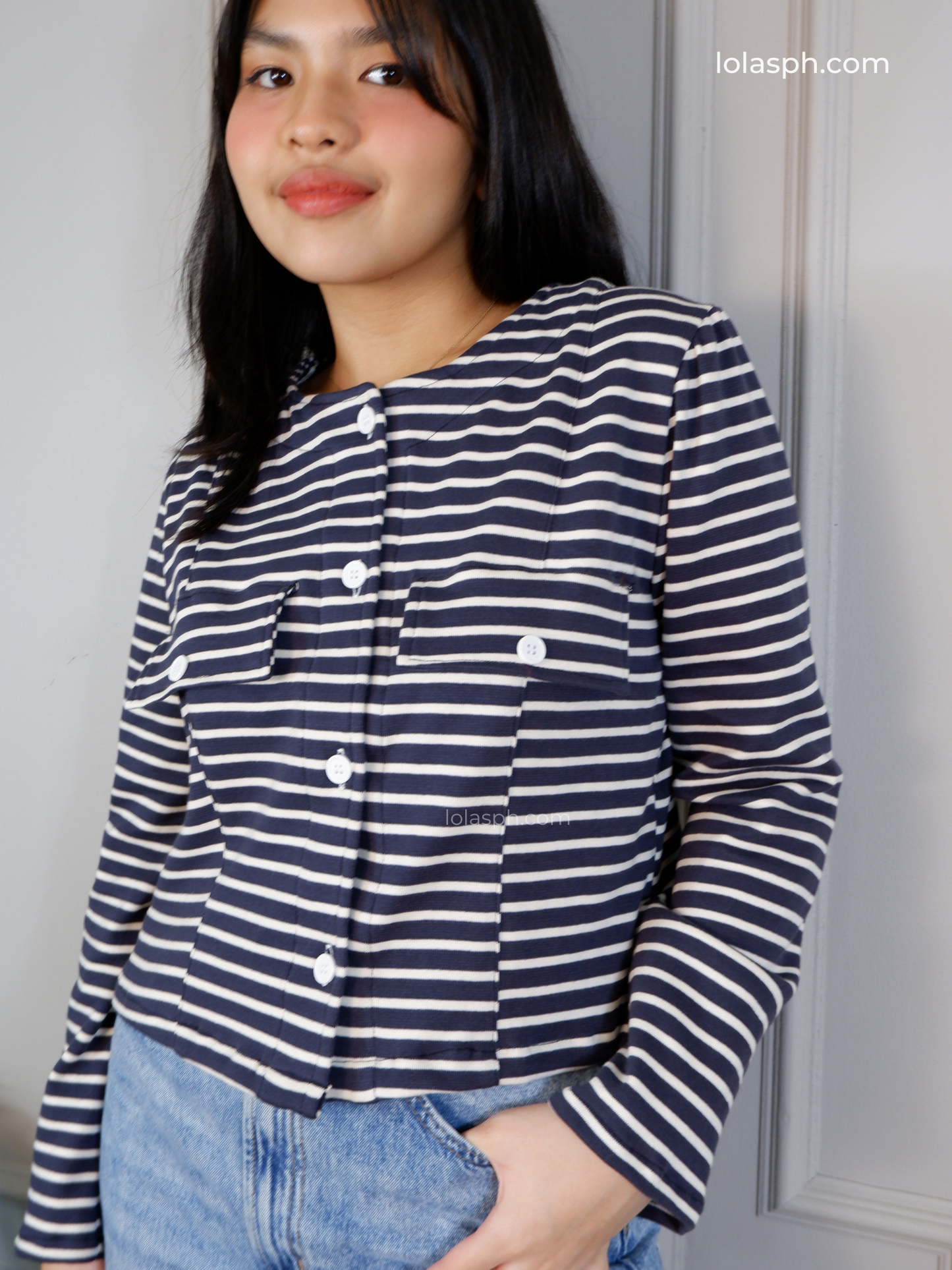 Angela Top (Blue Stripes)