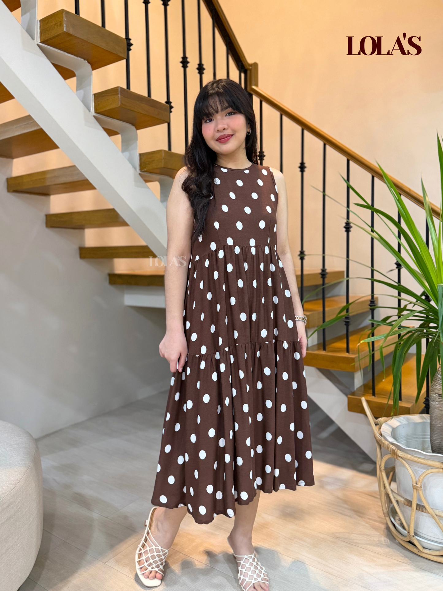 Miles Dress (Brown Polka)