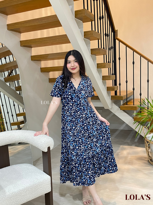 Regine Dress (Navy Blue Floral)