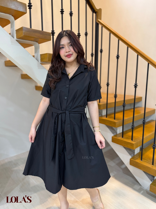 Alexa Polo Dress (Black Poplin)