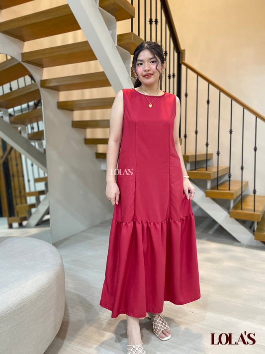 Dominique Dress (Burgundy Red)