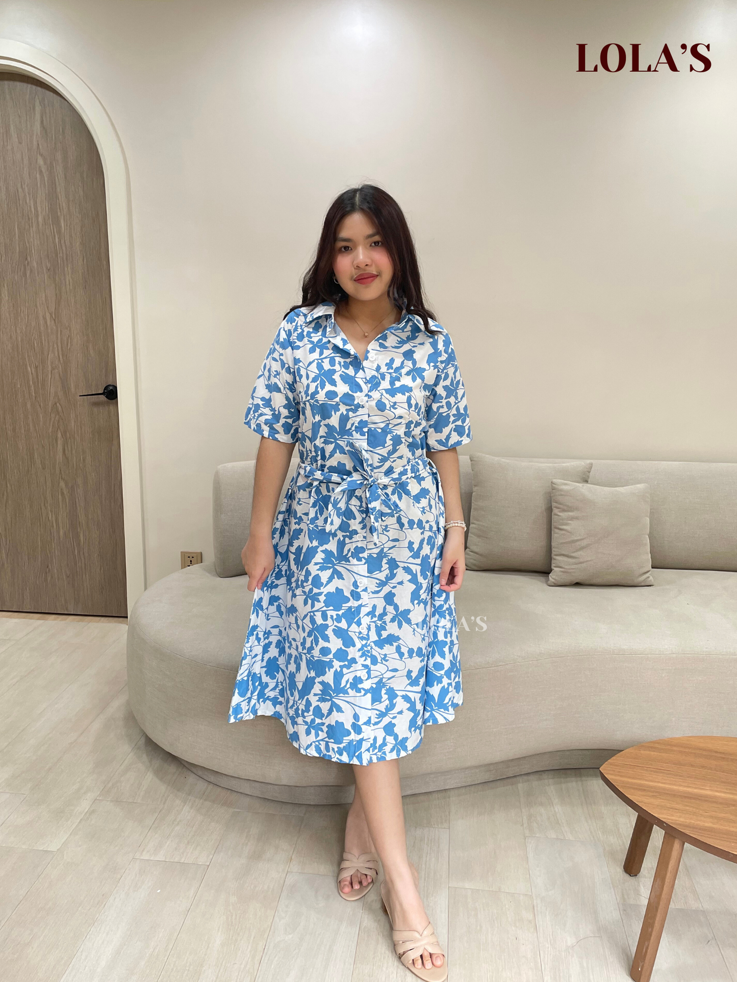 Alexa Polo Dress (Blue Foliage)