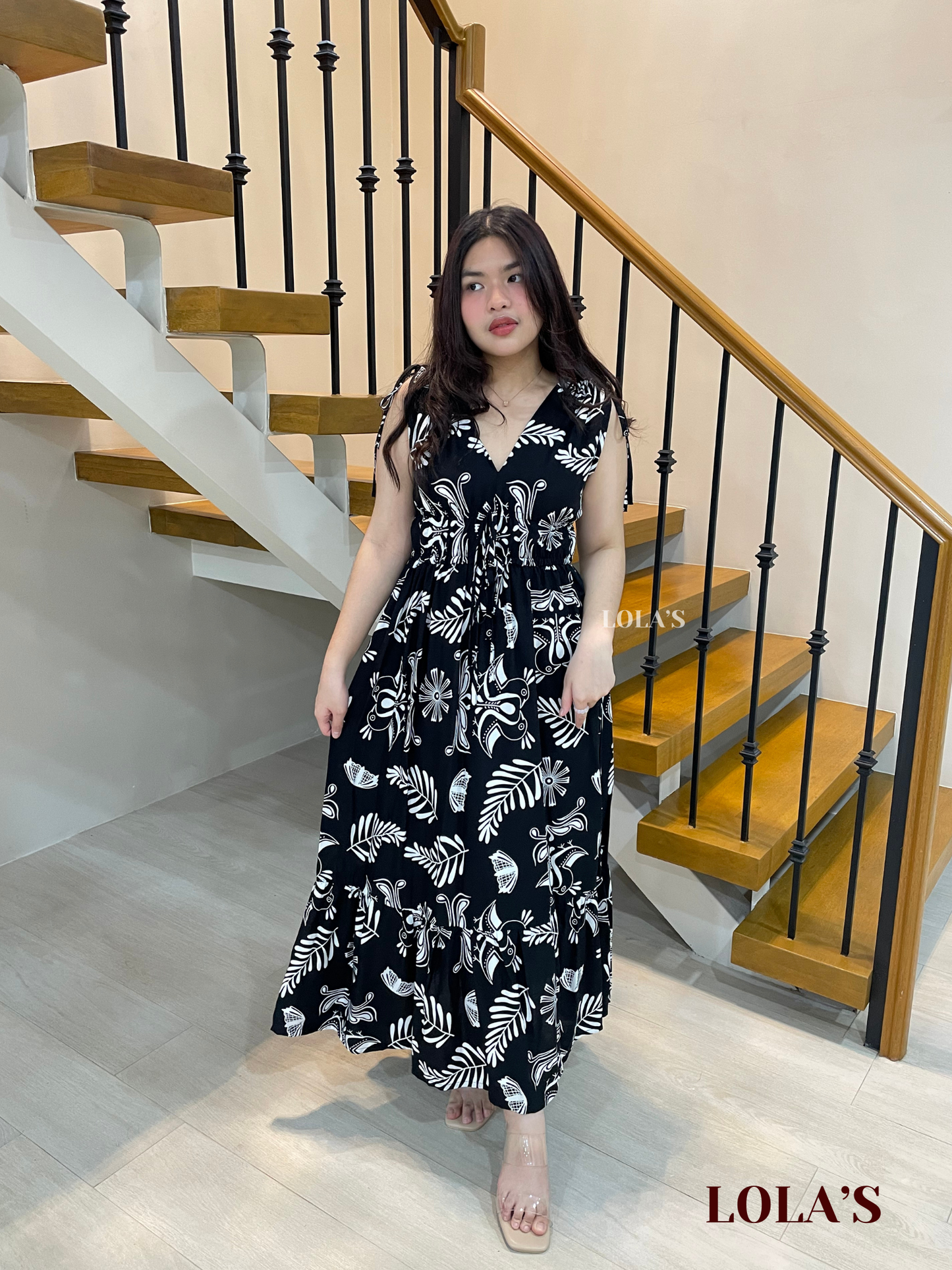 Adeline Dress (Black Damask)