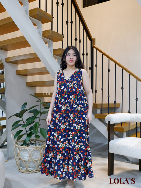 Gabrielle Dress (Blue Florals)