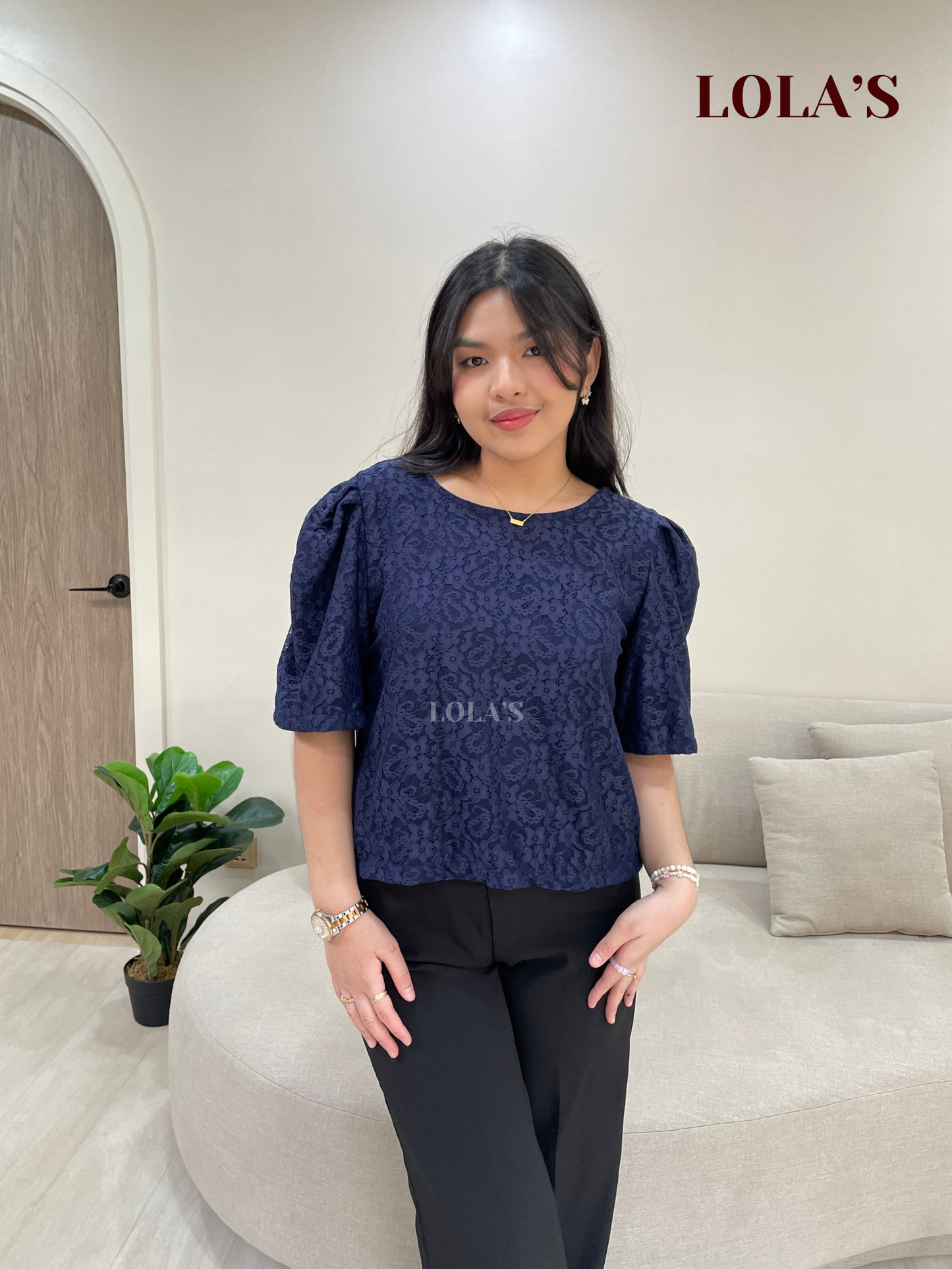 Vivian Top (Navy Blue Lace)