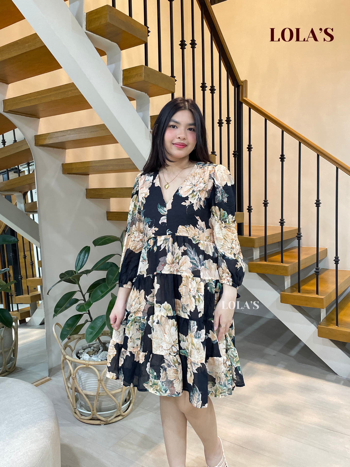 Diana Dress (Black Flora)