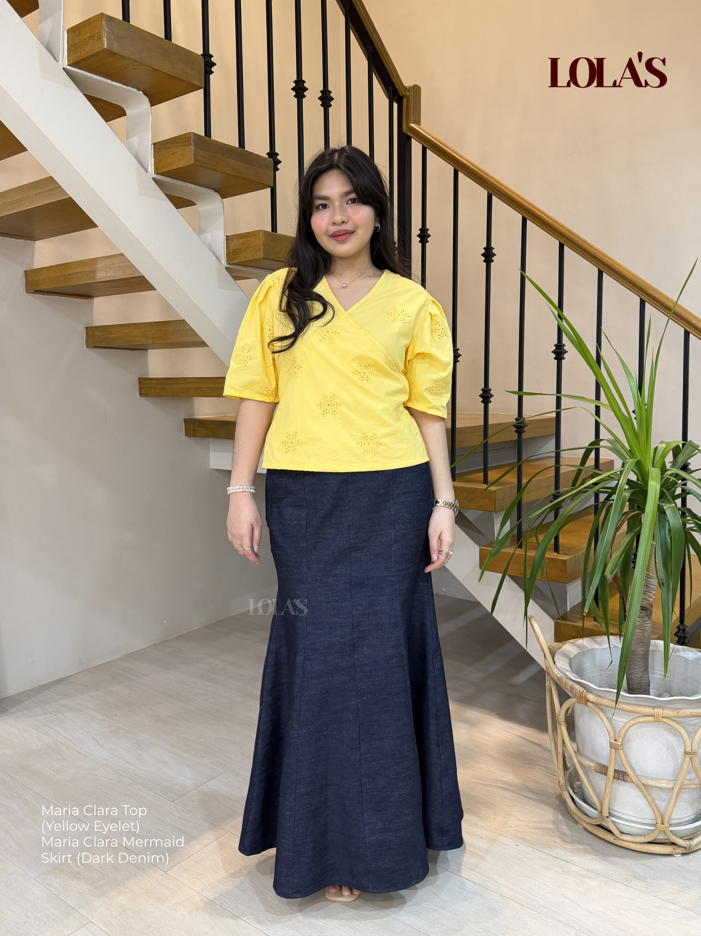 Maria Clara Top (Yellow Eyelet)
