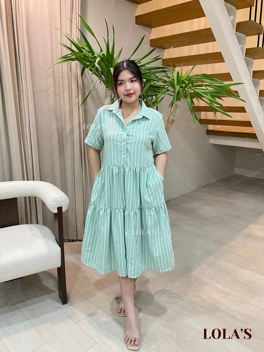 Emily Dress (Green Stripes)