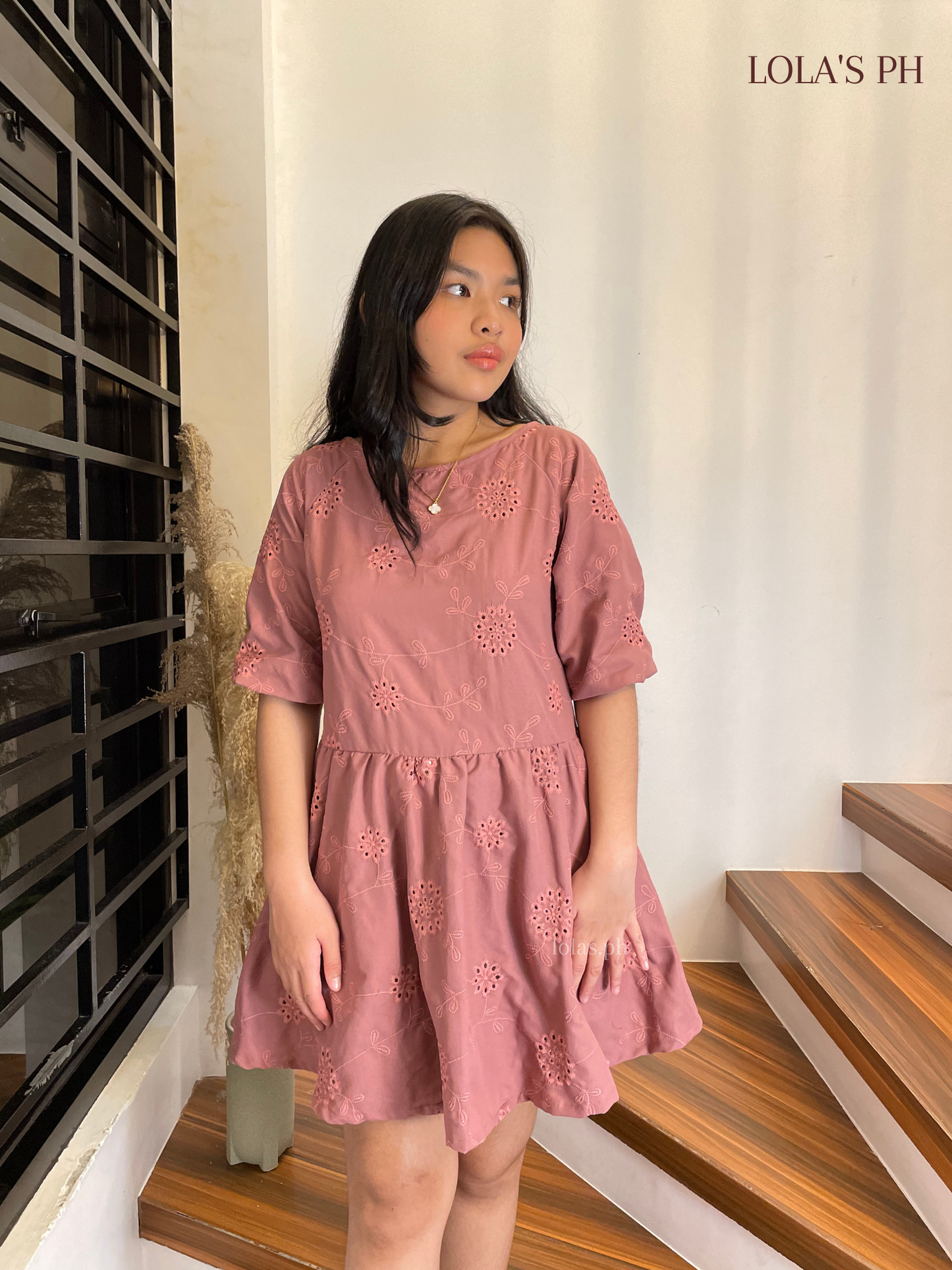 Andrea Dress (Mauve Eyelet)